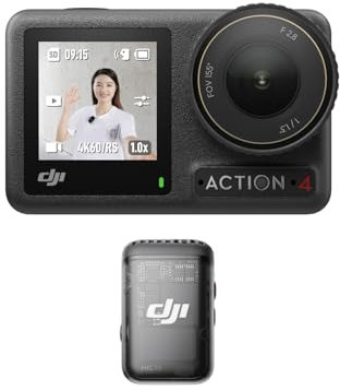 DJI Osmo Action 4 Standard Combo - 4K/120fps Waterproof Action Camera with a 1/1.3-Inch Sensor, Stunning Low-Light Imaging, 10-bit & D-Log M Color Performance, Long-Lasting 160 Mins, Outdoor Camera