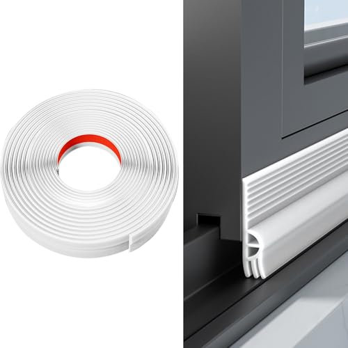 Veki Joint Fenetre Isolation Thermique et Phonique Autocollante, Bande d'Etanchéité pour Fenetre Anti Froid, Bande de Joint Fenetres Coulissante pour Isoler du Bruit, Anti-intempéries (Blanc, 4m)