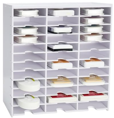 Yrangee Plateau de Rangement à 36 Emplacements pour Encre - Compatible avec Mini Bac à Encre et Tampons, Rangement de Fournitures Artisanales