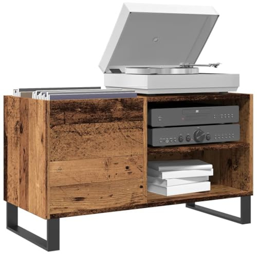 WKIEQACO Gabinete de madera vieja de 84,5 x 38 x 48 cm, gabinetes de madera y estantes de almacenamiento de medios de almacenamiento