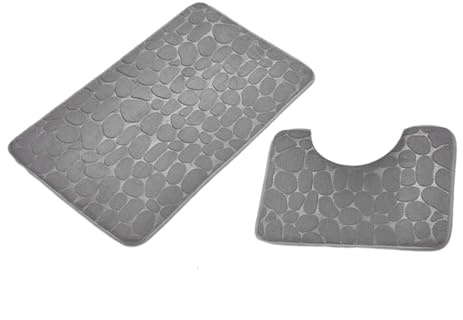 Genérico Juegos De Baño 2 Piezas - Alfombra De Baño Y Alfombra Suave Microfibra | Set De Alfombras De Bañu Sin Deslizamiento | Diseño De Cabezal De Guijarros Alfombras para Pilotes De C