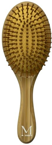 MOONIE'S Cepillo de pelo de bambú 100%, cepillo redondo de bambú con cerdas de bambú, cepillo para desenredar el pelo de madera de bambú de primera calidad para cabello largo, cuidado del cabello