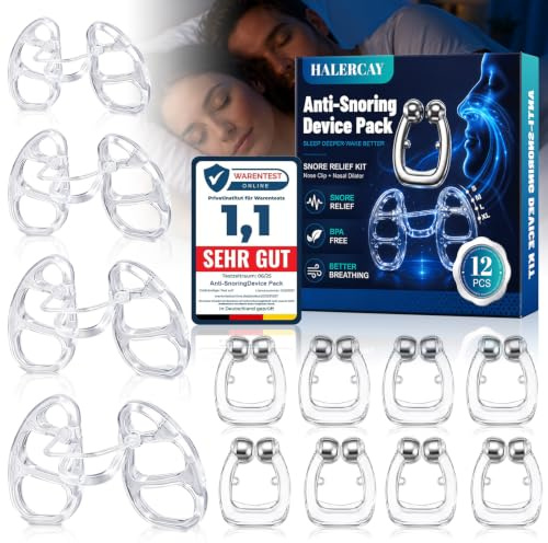 8 Piezas Dispositivo Antironquidos para Dormir + 1 Anti Ronquidos Dilatador Nasal, Dispositivo Antironquidos de Silicona Cómodo, Cómodo & Reutilizable, Adecuado Uso Nocturno, Mejoran la respiración