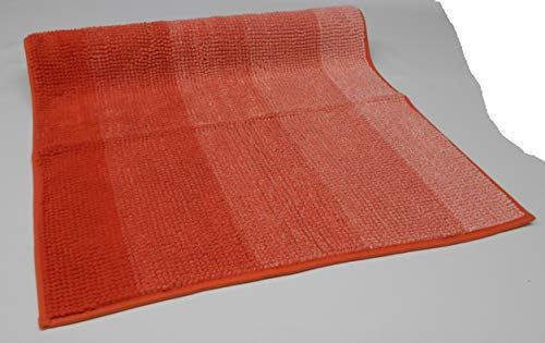 MB Warenhandel24 Badematte Badvorleger Badteppich Designer Grafik oder Farbverlauf Uni einfarbig 4 Größen 2 Varianten (Chenille Shaggy Orange, ca. 60x100 cm)