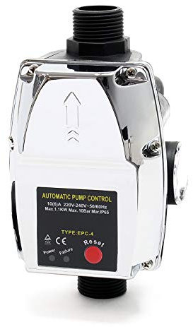 Wiltec Druckschalter EPC-4 230V 1-phasig bis 10 bar, Druckwächter mit Trockenlaufschutz für Hauswasserwerke und Pumpen, zuverlässige Pumpensteuerung