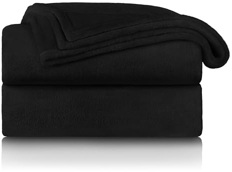 Blumtal Kuscheldecke flauschig - Oeko-TEX zertifizierte Fleecedecke 220x240 cm - Wohndecke 220x240 cm - Schwarze Decke - Wohn- & Kuscheldecke - Wohndecke Kuscheldecke - Fleecedecke Schwarz