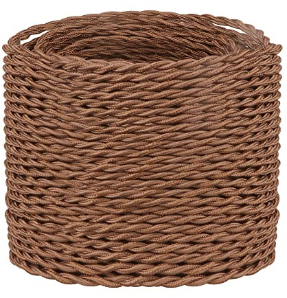 10 Meters / 32.8FT Mahogany Brown Braided Cable, Helunsi 3 Core Electrical Cable, Vintage Braided Flex Cable Twisted Fabric Electrical Wire for DIY Industrial Pendant Lights or Other Appliances - 10m