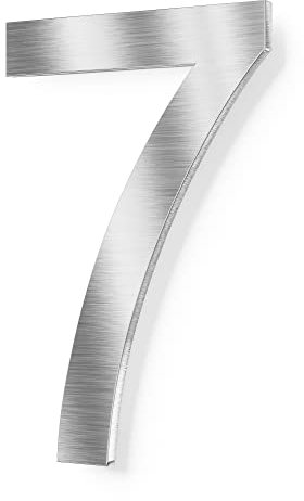 Graviers Design Números de casa - acero macizo estructura fina en acero inoxidable plata - altura 20 cm - óptica flotante número 7