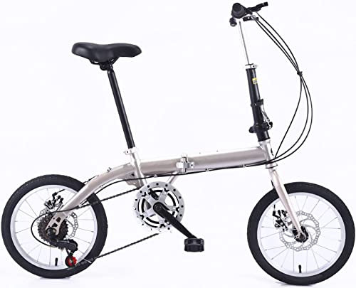 ZLYJ Vélo Pliant 14/16 Pouces Avant Et Arrière Cadre Acier Carbone Vélo Adulte Vitesse Variable Vélo Pliant Étudiant Super Léger C,16inch