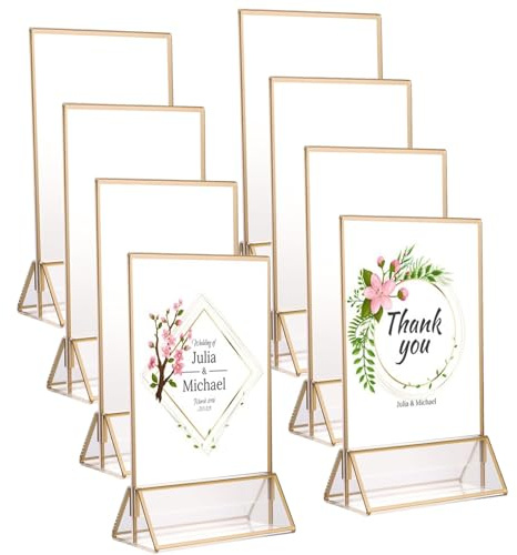 JMIATRY Lot de 8 Porte Menu Mariage, Porte Affichen A6, Presentoir de Table en Acrylique A6 pour Mariage Table Numéros Panneaux