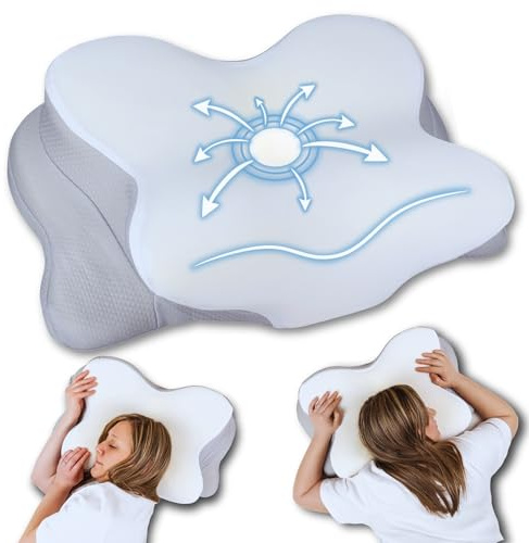 SnugSway Butterfly Cervical Pillow for Neck Pain Relief – Orthopaedic Contour Memory Foam Pillow for Side & Back Sleepers – Ergonomic Adjustable Support, for Him & Her