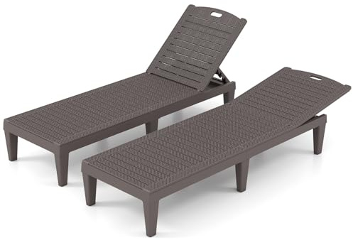 RELAX4LIFE Lettini Prendisole, Lettini da Giardino con Schienale Regolabile a 5 Livelli, Doghe Ventilate, Maniglia Trasporto, Sdraio per Spiaggia Piscina, Max 160kg (2, Marrone, 156x55x28-83cm)