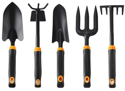Hemousy Pala Da Giardinaggio Manuale | 5 Pezzi Piccole Pale da Giardino - Set Per Coltivazione, Trapianto, Orto, Balcone E Giardino Con Vanghe Per Terrazzo E Aiuole Rialzate