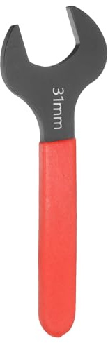 sourcing map Single Open End Wrench 31mm Metric 15 Degree Offset Angle U-Shaped Open Ended Spanner Small Flat Head Blackening Wrench with Red Shank for Automotive Repair Furniture Assembly