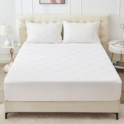 Sylvanora King Size Mattress Protector 150x200cm - UltraSoft 3-Layer Design, 30cm Deep Fitted Stretch Skirt, Hypoallergenic & Breathable Quilted Cover - Machine Washable, White