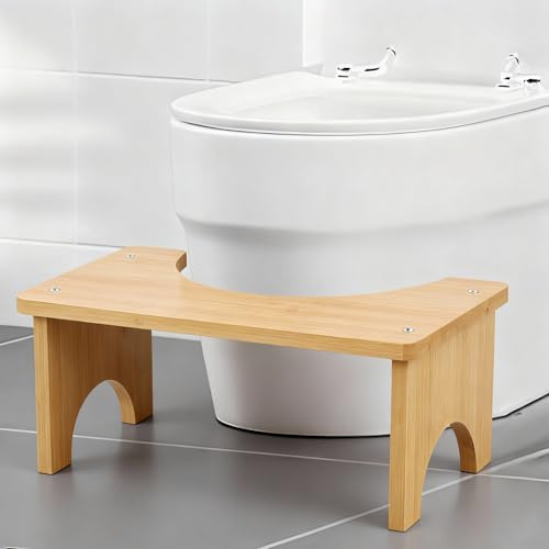 Tabouret de Toilette en Bois de Bambou, Tabouret de Toilette pour Adultes et Enfants, Pot accroupi avec Une capacité de Charge de 300 kg, marchepied pour améliorer Les selles pour la Famille