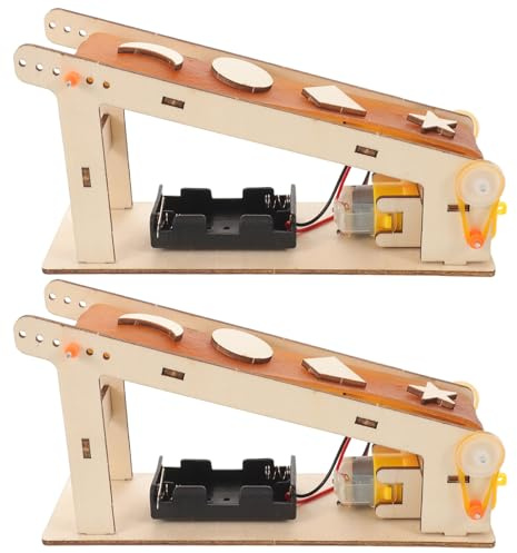 Gatuida Kit di nastri trasportatori per bambini da 2 pezzi - Giocattolo didattico scientifico fai da te elettrico - Piccolo gruppo trasportatore automatico per attività STEM in età prescolare e in