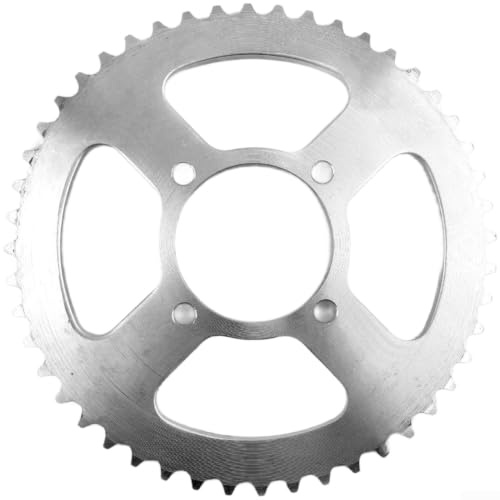 Honseadek Rueda dentada de engranaje de motor de aluminio 420-48T 48 dientes para bicicleta eléctrica Kit de conversión de bicicleta eléctrica componente de transmisión de potencia ligero Plata