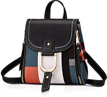 NICOLE&DORIS Mochila Mujer Mochila pequeña Bolso crossbody Bolsos de mano Mochila para damas Cuero Mochila Bolsa de hombro Negro