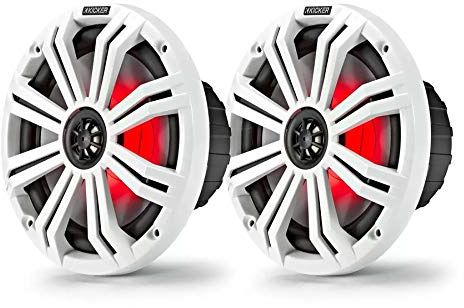 KICKER - Altavoces marinos LED - 8 pulgadas - KA45KM84L - Blanco