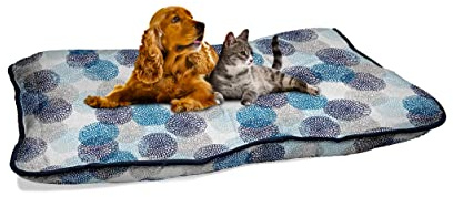 Italian Bed Linen Cuscinone Imbottito per Cani, 60 x 100 cm, Soffioni Blu