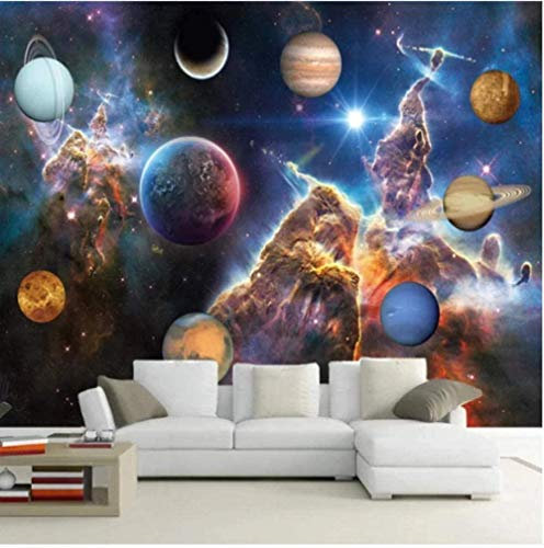 Papel Tapiz Con Motivos Universo Starry Sky Planet Papel Tapiz Fotográfico 3D Mural Papel Tapiz Con Motivos Pared Pintado Papel Tapiz 3D Decoración Dormitorio Fotomural Sala Sofá Mural-250cm×170cm