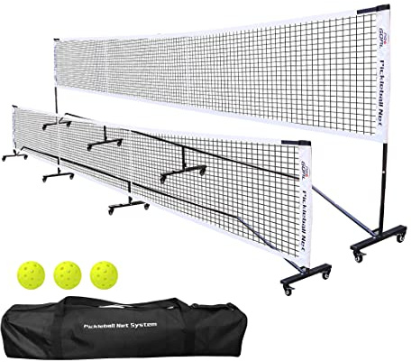 Progoal Badminton Pickleball Net System with Universal Wheel,Movable Steady Metal Frame,Strong Nylon Net and Carrying Bag,22 Feet Portable Height Adjustable Net for Pickleball and Other Games