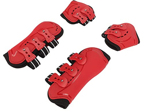 GLOGLOW Pferde-Hinterbein-Gamaschen, Verhindert Hitzestau Rote Streichkappen-Gamaschen für Pferdezubehör (Groß)