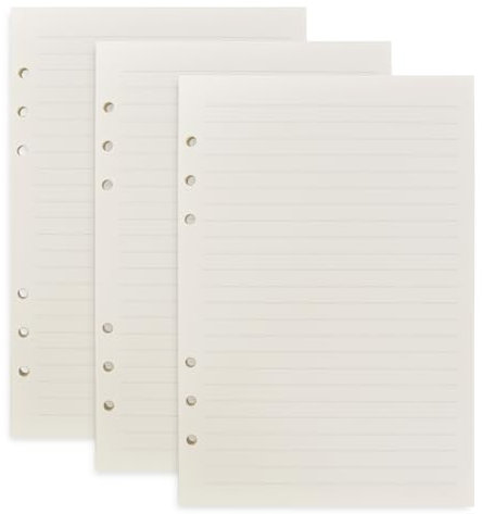 A5 Nachfüllpapier, 3 Packungen 135 Blätter Nachfüllbares Notizpapier, 6 Löcher Nachfülleinlagen Loose Notizpapier, Gepunktet Blanko Liniertem A5 Refill Leeres Papier für A5 Notizbuch (Linie)