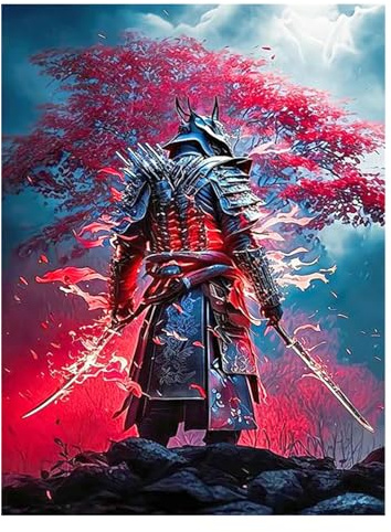 SHEGZHUC Diamond Painting Samurai 40 x 50 cm Cherry Blossom Japan Landscape Art Embroidery Cross Stitch Gift Decoration