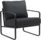 CLP Lounger Manea I Relaxsessel Kunstleder Oder Stoff Bezug I Mit Stabilem Metallgestell I Gepolsteter Clubsessel, Farbe:schwarz, Material:Kunstleder
