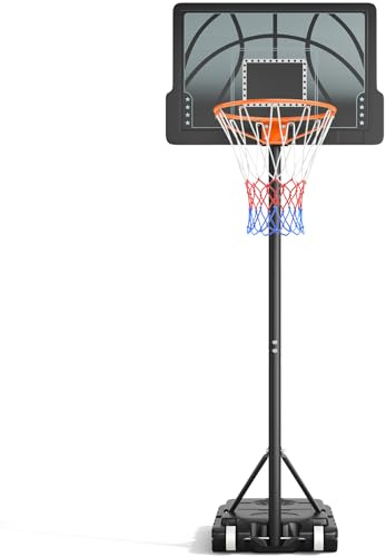 Basketball Hoop Outdoor, Yohood Basketball Hoop and Stand Portable Adjustable Height Net Set System on Wheels Sturdy Backboard for Game Park Garden Indoor