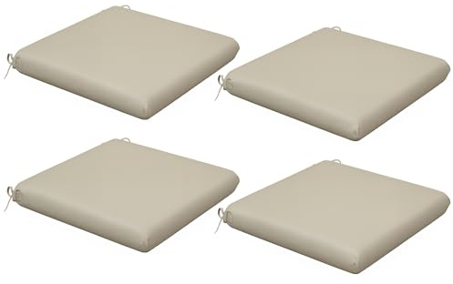 Outsunny Conjunto de Cojines para Sillas de Comedor 47x47x7 cm Juego de 4 Piezas Cojines para Sillas de Jardín Impermeable y Protección UV 50+ para Interior y Exterior Beige