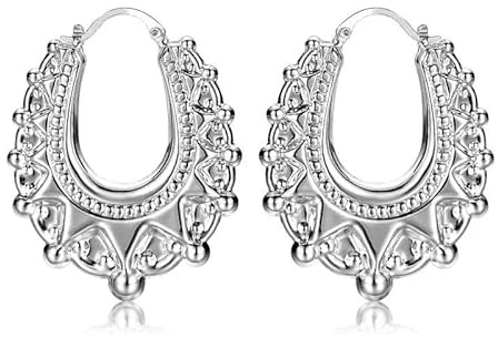Bling King London Silver Gypsy Creole Hoop Earrings For Women, 48mm Length