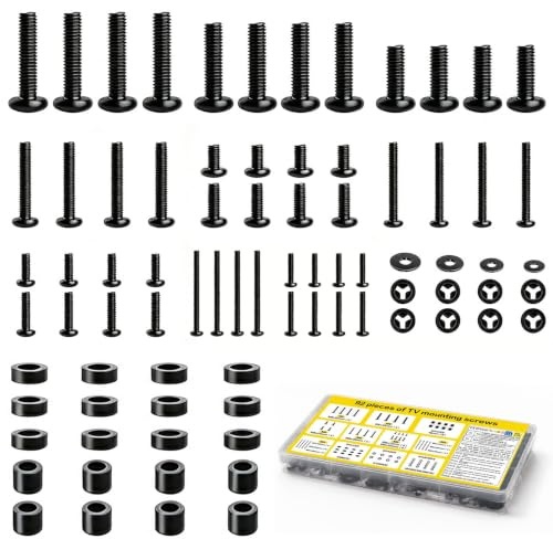 92 Pcs Tornillos VESA, Kit de Hardware de Montaje de TV Universal | M4 M5 M6 M8 Tornillos Soporte de Pared de Montaje de TV para Soportes de Pared de TVs, Televisores de Hasta 80