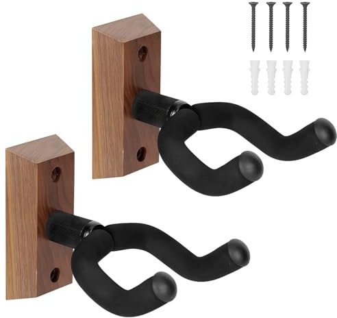 LUMOOM 2 soportes de pared para guitarras con base de madera, soporte de pared para guitarras de concierto y eléctricas