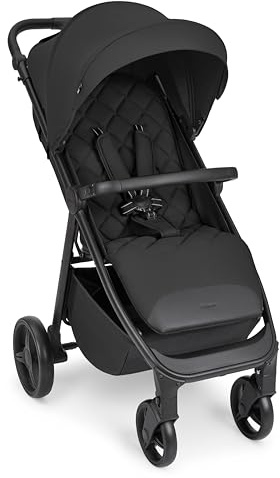 KikkaBoo Silla de Paseo Ligera URBAN, Carrito Bebe Desde Nacimiento Hasta 22 kg, Plegado con Una Mano, Compacto, Ruedas EVA Con Suspensión, Manillar Ajustable, Negro