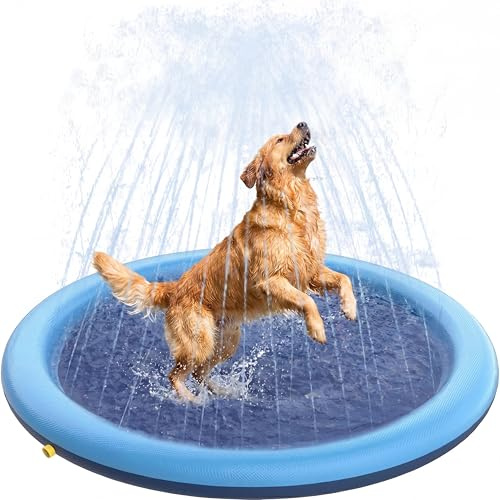 CNMTCCO Dog Pool, Foldable and Non-Slip, Thickened Paddling Pool for Dogs and Children, Robust Water Toy for Garden and Summer, Splash Pad without Inflating, Mini Pool (100 cm, Blue)