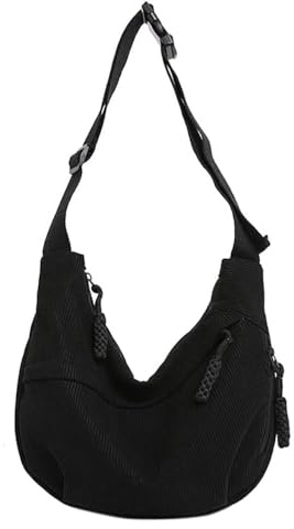 XFSRG Bolso Bandolera Para Mujer Bolso Riñonera de Media Luna Bag Riñonera con Correa Ajustable Compartimentos Grandes para Viaje Compras Escuela Oficina（Negro）