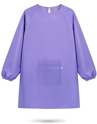 Qcrcandy Kids Art Smock, Waterproof Artist Painting Apron Smocks for Children Full Coverage Long Sleeve Smock with Pocket