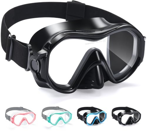 Supertrip masque de plongée adultes avec protection nasale | masque de snorkeling en verre trempé HD 180°, lunettes de natation pour hommes, femmes et adolescents