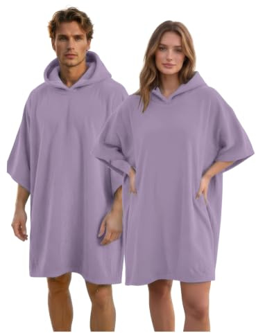 GC GAVENO CAVAILIA Poncho Towel Adult - Changing Robe Women Men for Beach, Bath, Swimming Poncho with Hooded - Lightweight, Super Absorbent Quick Drying Towel Changing Robe - 108x85cm, Lilac