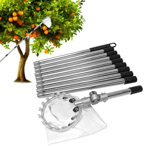 Recolector de Frutas de Árbol Recogedor Extensible de Acero Inoxidable con