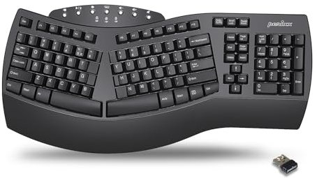 Perixx PERIBOARD-612 Wireless Ergonomic Split Keyboard with Dual Mode 2.4G and Bluetooth Feature, Compatible with Windows 10 and Mac OS X System, Black, QWERTY US Layout