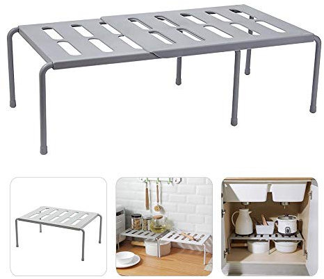 Roebii Küchenregal, Organizer für Theken und Küchenregale, praktisches Abtropfgestell für mehr Stauraum, ausziehbares Teleskop-Küchenregal für Tassen, Teller, Lebensmittel usw.