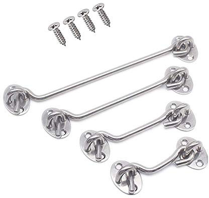 Molinter Crochet tempête pour porte coulissante - En acier inoxydable - Avec vis - Pour porte de garage, fenêtre, salle de bain, chambre à coucher - Longueur : 100 mm - Argenté