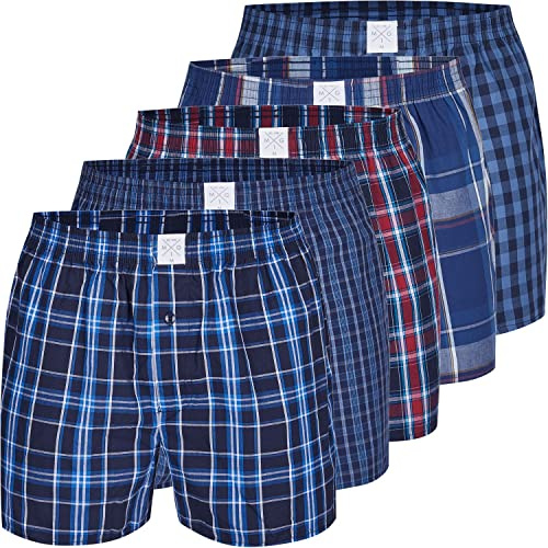 MG-1 5 er Pack Webboxer Boxershorts Boxer Shorts Herren SPARPACK M - 3XL kariert, Grösse:M, Farbe:Set 2