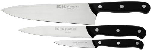 Eden Essentials Messer-Set 3-teilig, 2000-S03, Set mit Kochmesser, Universalmesser und Officemesser, Ergonomischer Griff
