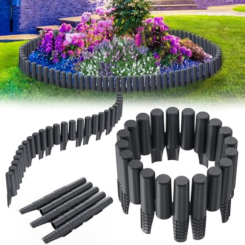 YRHome Bordo per prato, 2,8 m, effetto legno, per aiuole, per palizzata, da giardino, per prato, 2,8 m, antracite