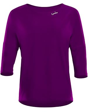 WINSHAPE Dt111ls-Top Funzionale da Donna, Leggero e Morbido, Maniche a ¾ Maglietta da Yoga, Prugna Scuro